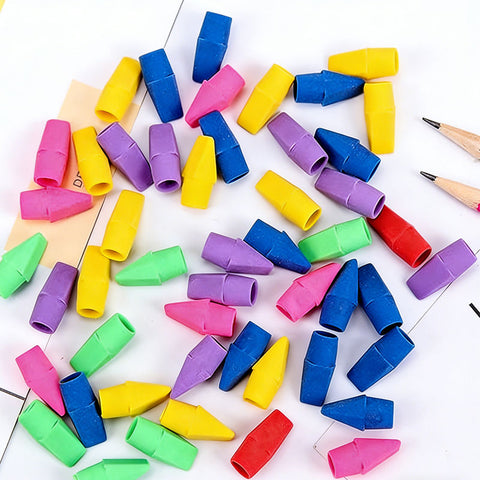 30-Piece Colorful Pencil Top Eraser Caps Set