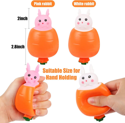 4-Pack Carrot Rabbit Pop-Up Squeeze Stress Relief Toys