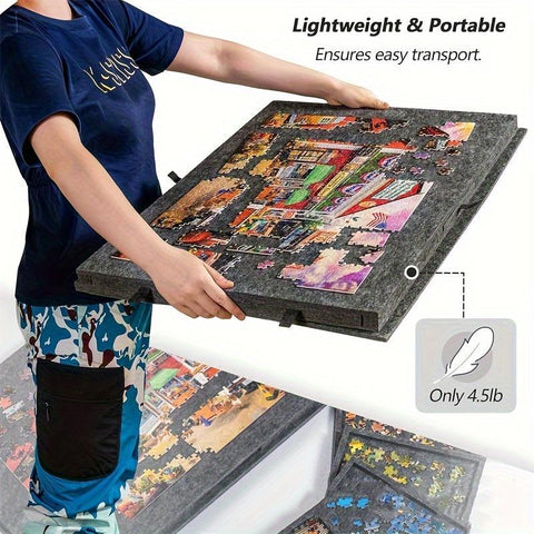 Foldable Puzzle Table with Sorting System and Built-in Stand