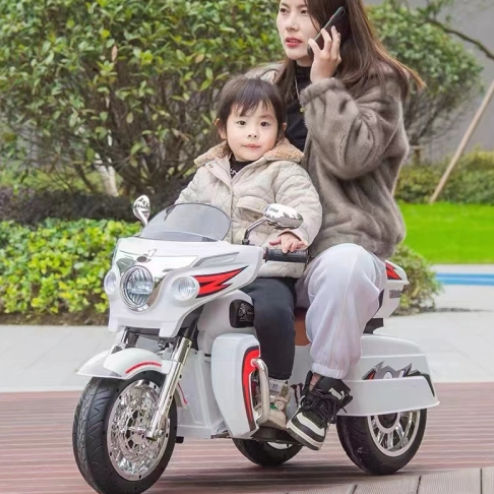 12V 2-Seat Electric Ride-On Motorcycle with 3 Wheels