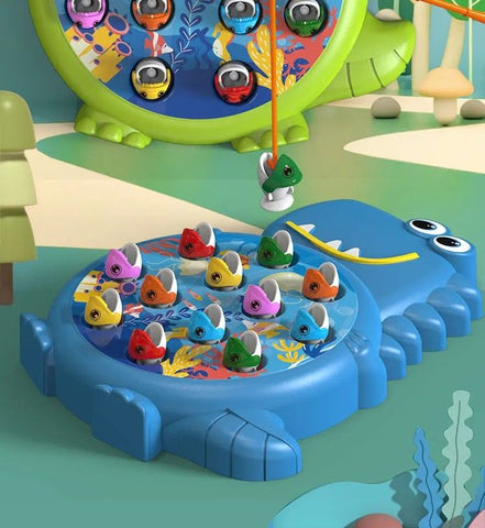 Dinosaur Magnetic Fishing Game Toy With 12 Fish and 2 Rods