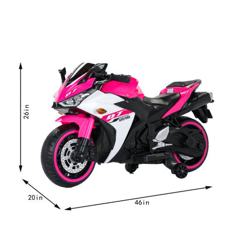 12V Kids Ride-On Electric Motorcycle with Training Wheels