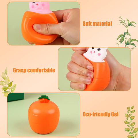 4-Pack Carrot Rabbit Pop-Up Squeeze Stress Relief Toys
