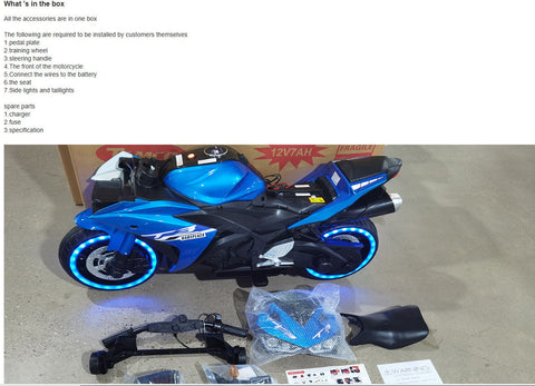 12V Electric Ride-On Motorcycle with Training Wheels