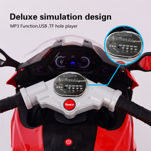 12V Kids 3-Wheel Electric Ride-on Motorcycle with Light-up Wheels