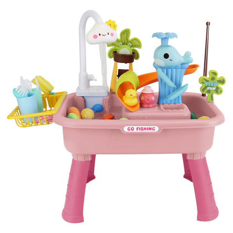 3-in-1 Kids Kitchen Sink Toy with Electric Faucet