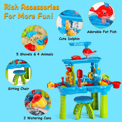 3-Tier Kids Sand and Water Activity Table Set