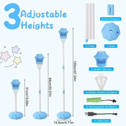 3-in-1 Standing Bubble Machine with Lights and Music