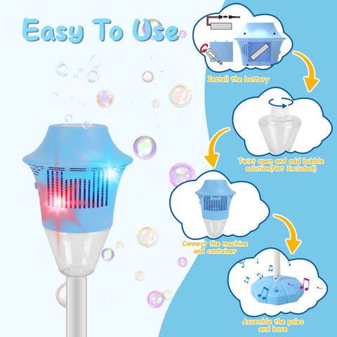 3-in-1 Standing Bubble Machine with Lights and Music