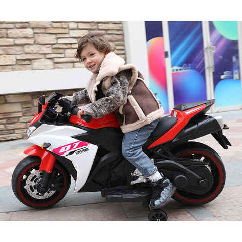 12V Kids Ride-On Electric Motorcycle with Training Wheels