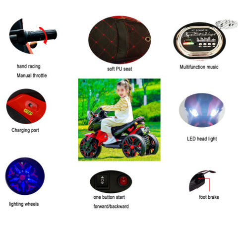 12V Kids Ride-On Motorcycle with Training Wheels