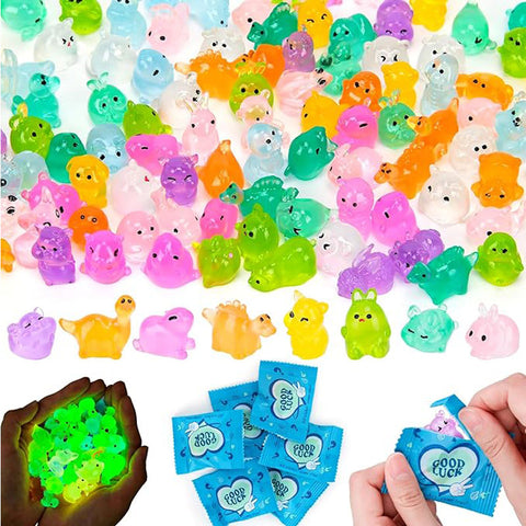 300-Piece Glow-in-the-Dark Mini Resin Animal Blind Bags