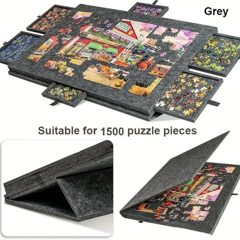 Foldable Puzzle Table with Sorting System and Built-in Stand