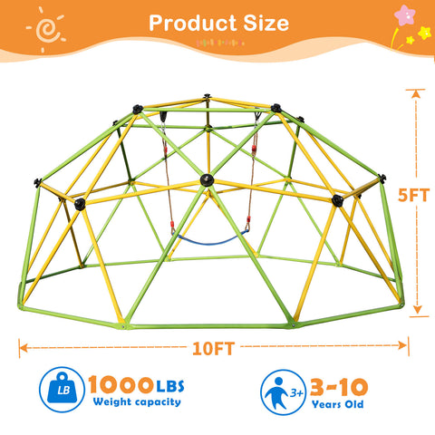 10-Foot Dome Climbing Jungle Gym with Hammock