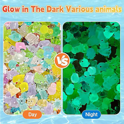 300-Piece Glow-in-the-Dark Mini Resin Animal Blind Bags