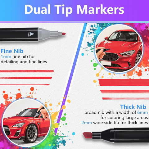 100-Color Double Tip Brush Pens for Drawing and Calligraphy