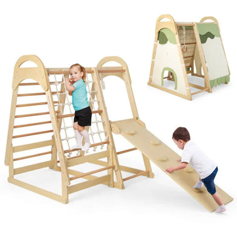 6-in-1 Wooden Kids Indoor Jungle Gym Playset