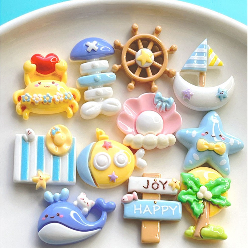 25-Piece Ocean and Beach Theme Mini Resin Decor Set