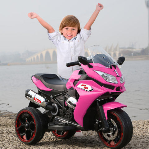 12V Kids 3-Wheel Electric Ride-on Motorcycle with Light-up Wheels