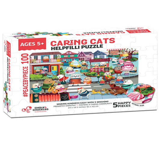100-Piece Caring Cats Jigsaw Puzzle Play & Learn Set