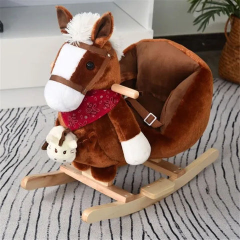 Plush Toddler Rocking Horse with Music and Hand Puppet