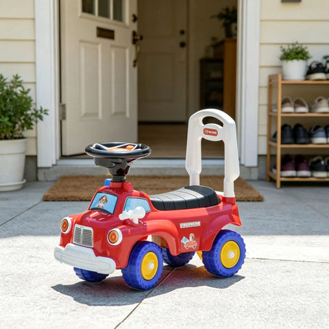 Toddler Fire Truck Ride-On Sliding Car Toy with Music and Horn