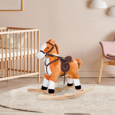 Plush Ride-On Rocking Horse with Realistic Sounds