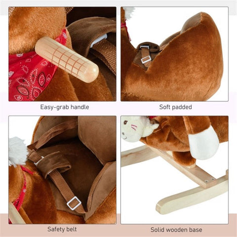 Plush Toddler Rocking Horse with Music and Hand Puppet