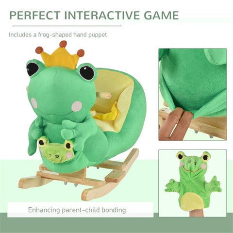 Plush Frog Baby Rocking Horse with Music and Puppet