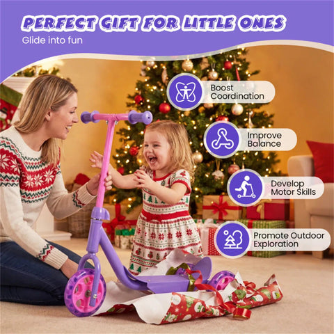 3-Wheel Toddler Kick Scooter with LED Light-Up Wheels