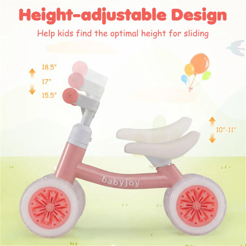 4-Wheel Kids Balance Bike with Light-Up Wheels