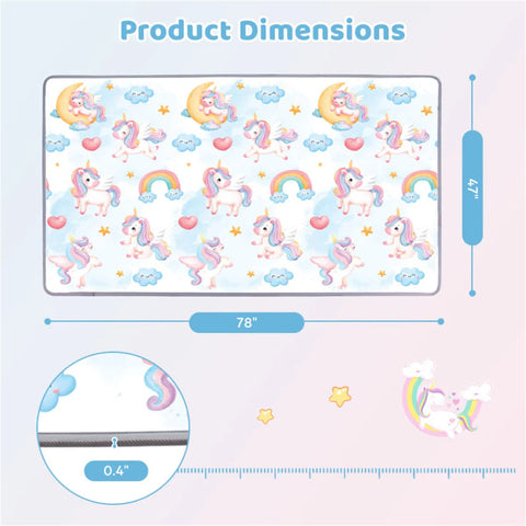 Waterproof Unicorn Print Baby Playpen Foam Mat