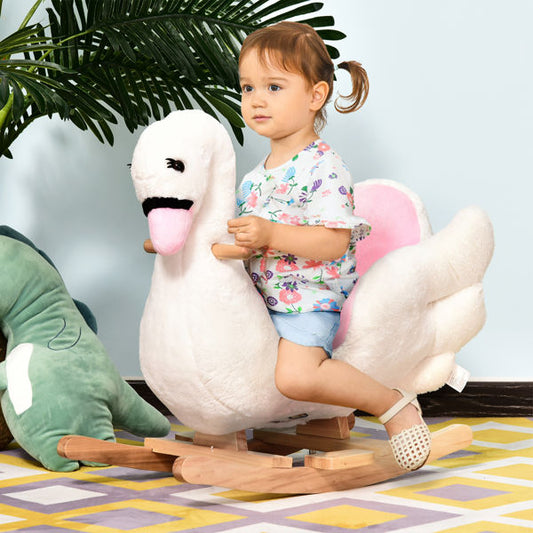 Plush Swan Rocking Horse with Music