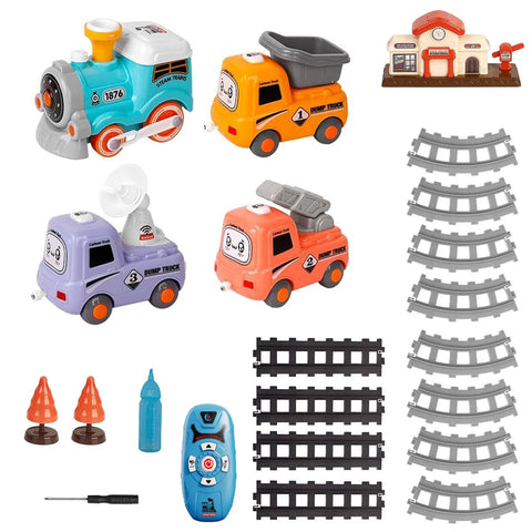 Kids Remote Control Electric Train Set with Lights and Smoke