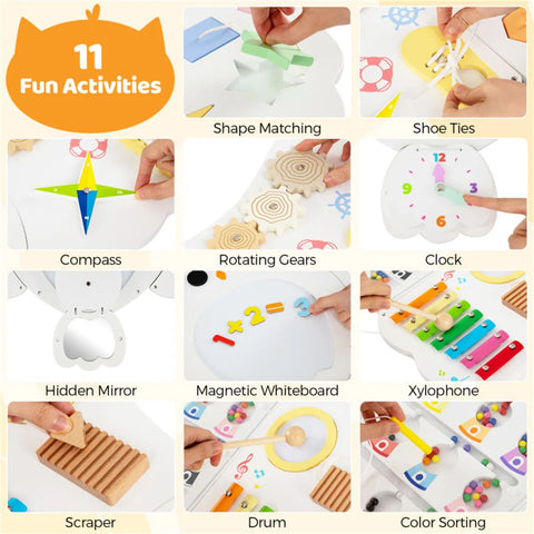 11-in-1 Montessori Owl Activity Wall Busy Board