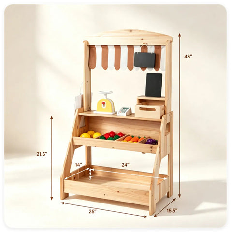 2-in-1 Kids Mud Kitchen & Farmers Market Stand