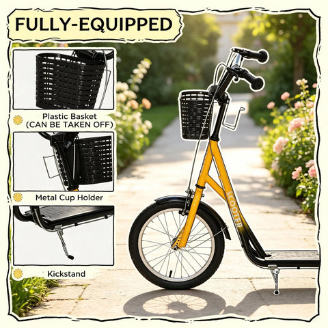 16-Inch Inflatable Youth Kick Scooter With Adjustable Handlebars