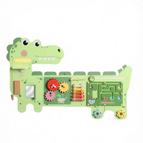 Wall-Mounted Dinosaur Sensory Busy Board for Toddlers