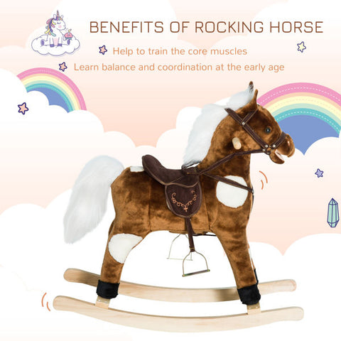 Plush Rocking Horse Toy with Sound and Motion