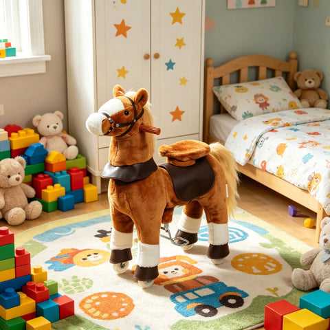 Kids' Ride-On Pony Horse Toy with Wheels and Sounds