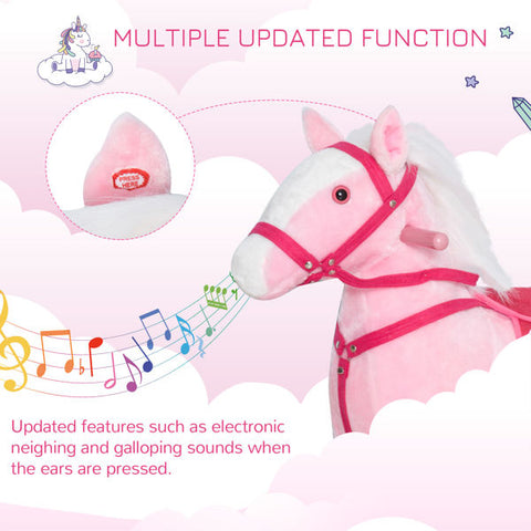 Plush Ride-On Rocking Horse with Realistic Sound Effects