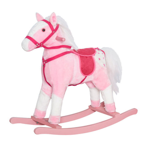Plush Ride-On Rocking Horse with Realistic Sound Effects