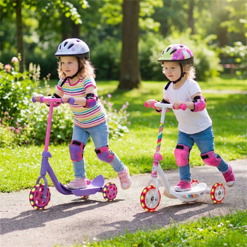 3-Wheel Toddler Kick Scooter with LED Light-Up Wheels