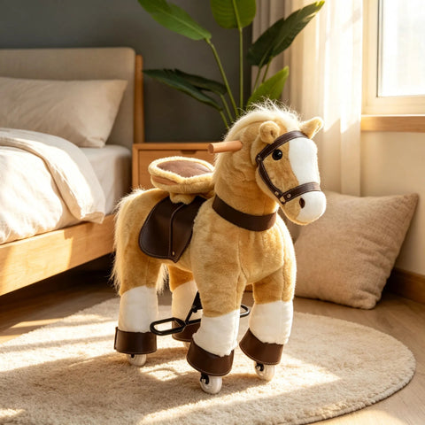 Plush Walking Horse Ride-On Toy for Kids Ages 3-8