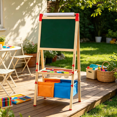 3-in-1 Kids Wooden Art Easel with Paper Roll