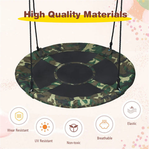 Heavy-Duty Steel Round Tree Swing with Adjustable Height