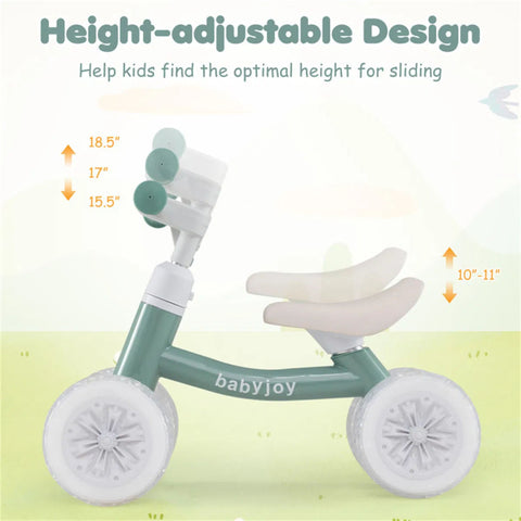 4-Wheel Toddler Balance Bike with Light-Up Wheels