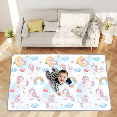 Waterproof Unicorn Print Baby Playpen Foam Mat