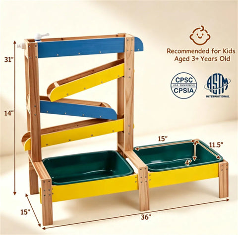 3-in-1 Kids Wooden Sand and Water Table with Faucet
