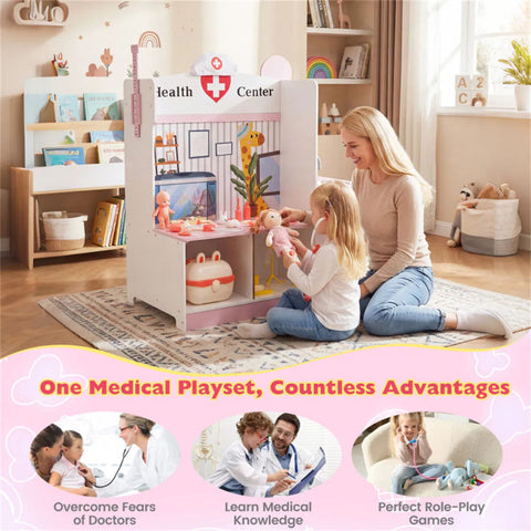 27-Piece Kids Wooden Doctor Medical Station Playset